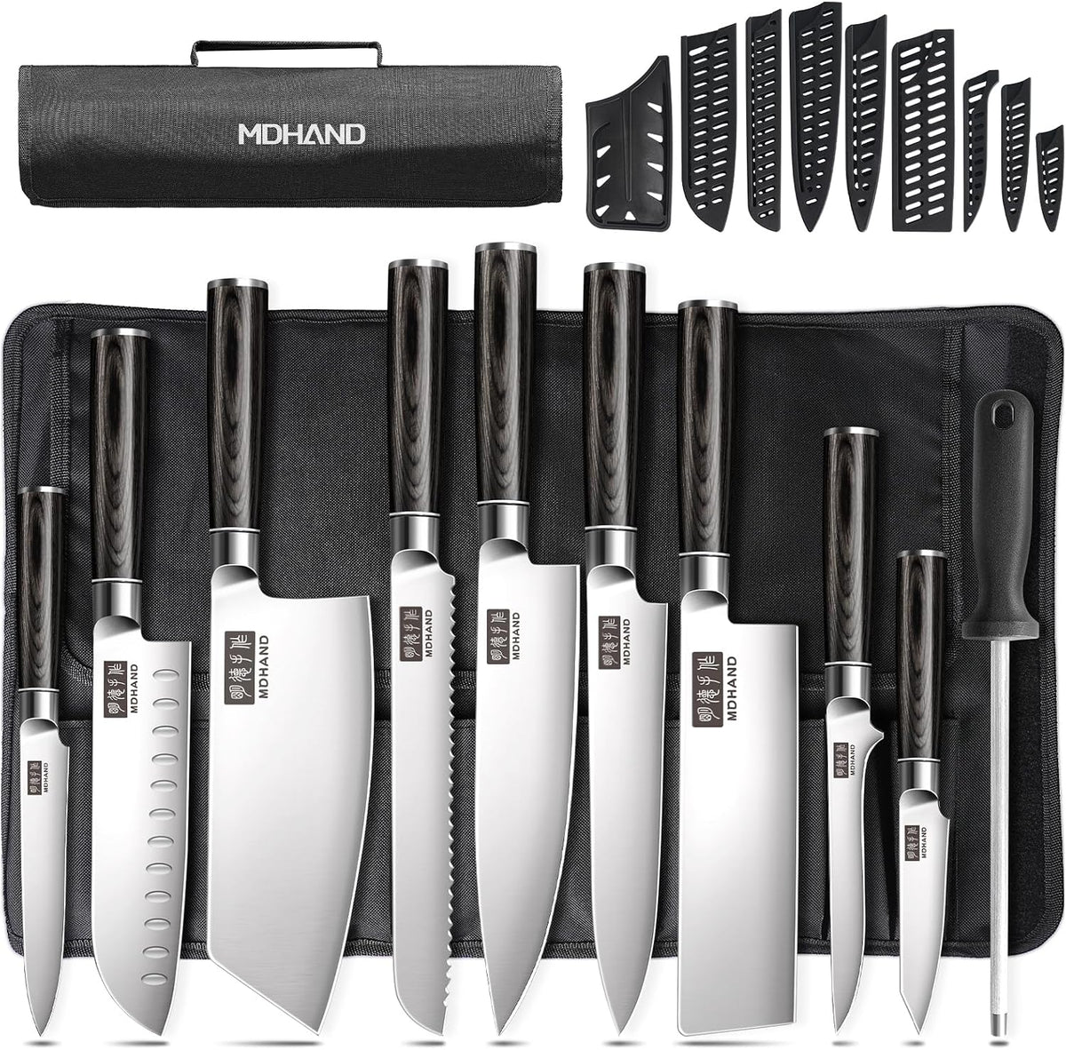 Chef Knife Set with Roll Bag, Ultra Sharp Japanese Kitchen Knife Set