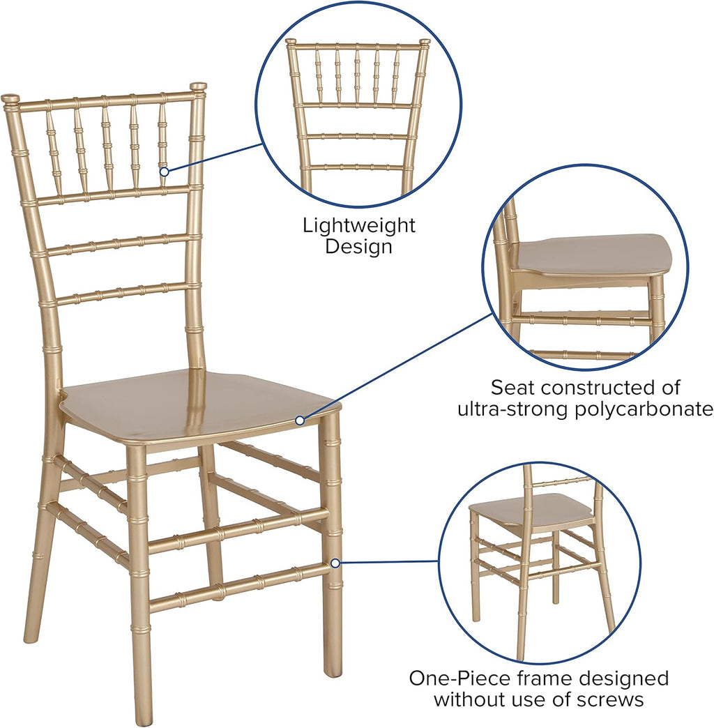 HERCULES Series Gold Resin Stacking Chiavari Chair