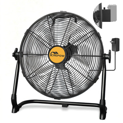 12" Portable Cordless Fan Compatible with Dewalt 20V Max Battery, Battery Powered Floor Fans with AC Adapter, USB &