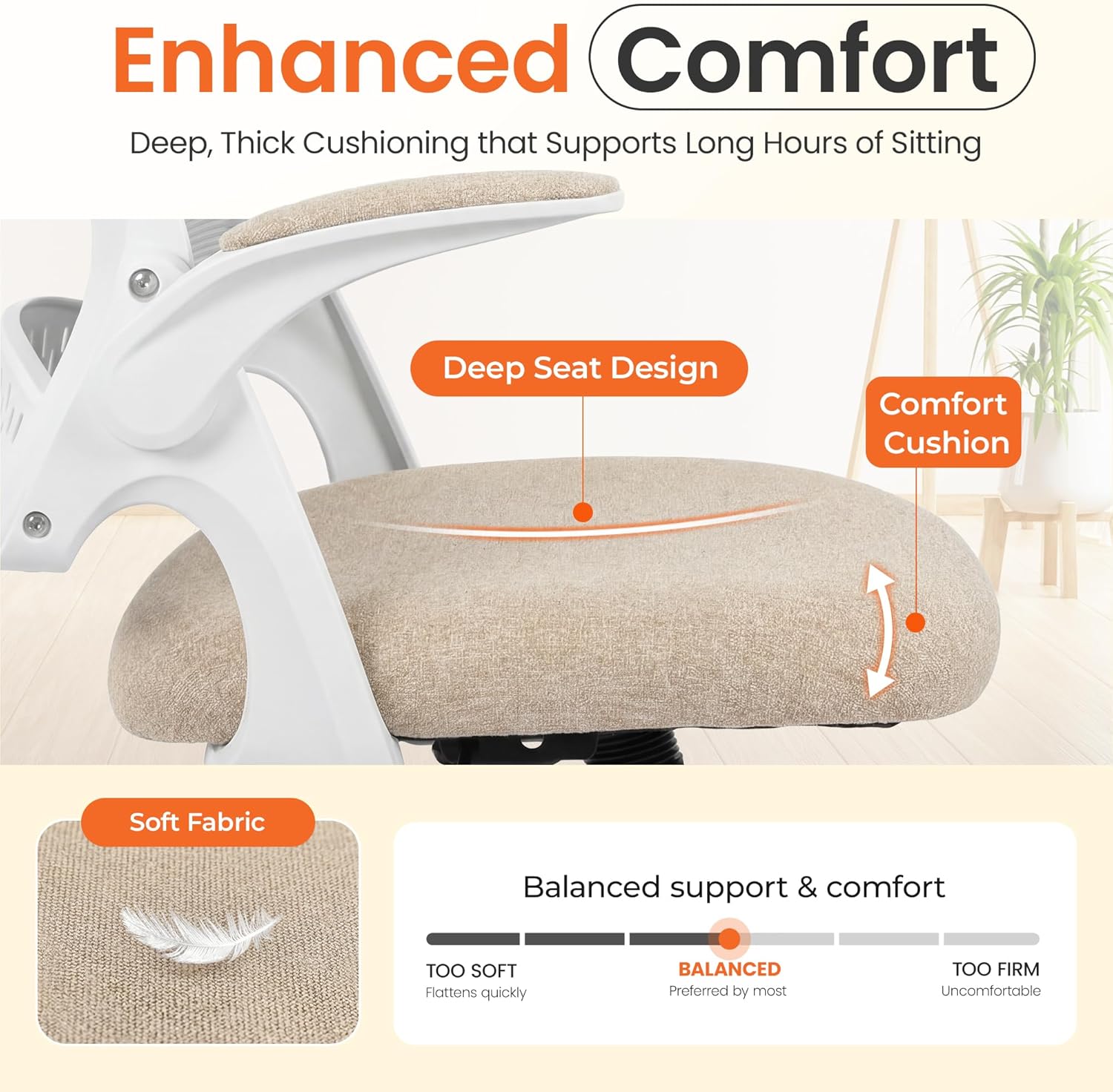 Office Chair Computer Desk Chair Ergonomic Gaming Comfy Mesh with Flip-up Arms Lumbar Support Adjustable Height