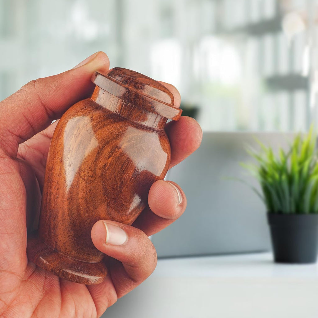 Wooden Cremation Small Urns for Human Ashes Keepsake Adult Male Female - Mini Urn for Ashes for Women Men Child