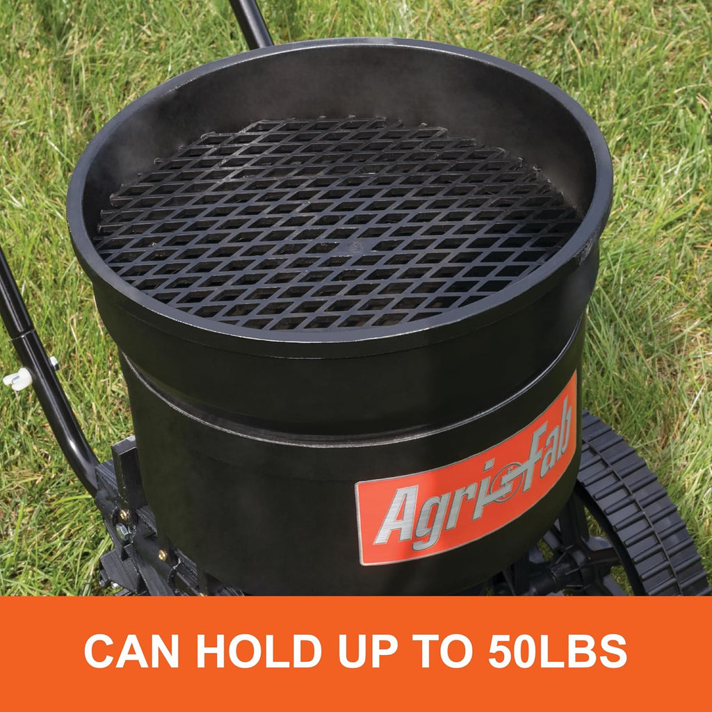 Push Lawn and Garden Broadcast Spreader for Seed and Fertilizer, 50 lb Capacity Walk-Behind Spreader with Cable Flow