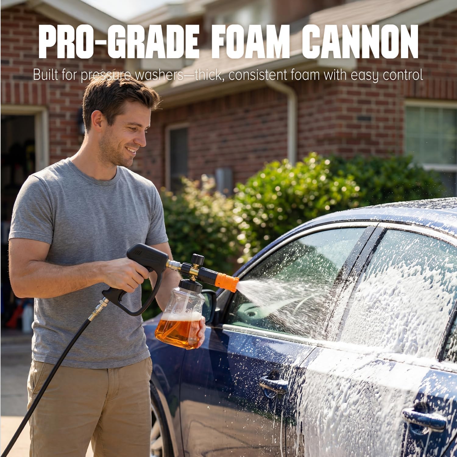 Foam Cannon for Pressure Washer, 1L Snow Foam Lance | 1/4 in quick connect, Includes extra orifice nozzle, foam