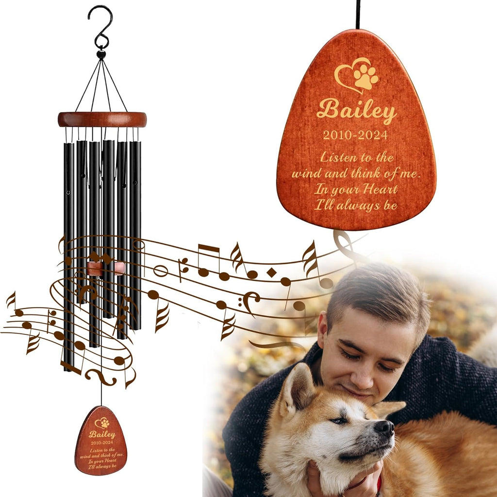Personalized Dog Memorial Gifts for Loss of Dog, 25.5'' Pet Memorial Gifts for Dogs, Pet Memorial Wind Chimes, Loss