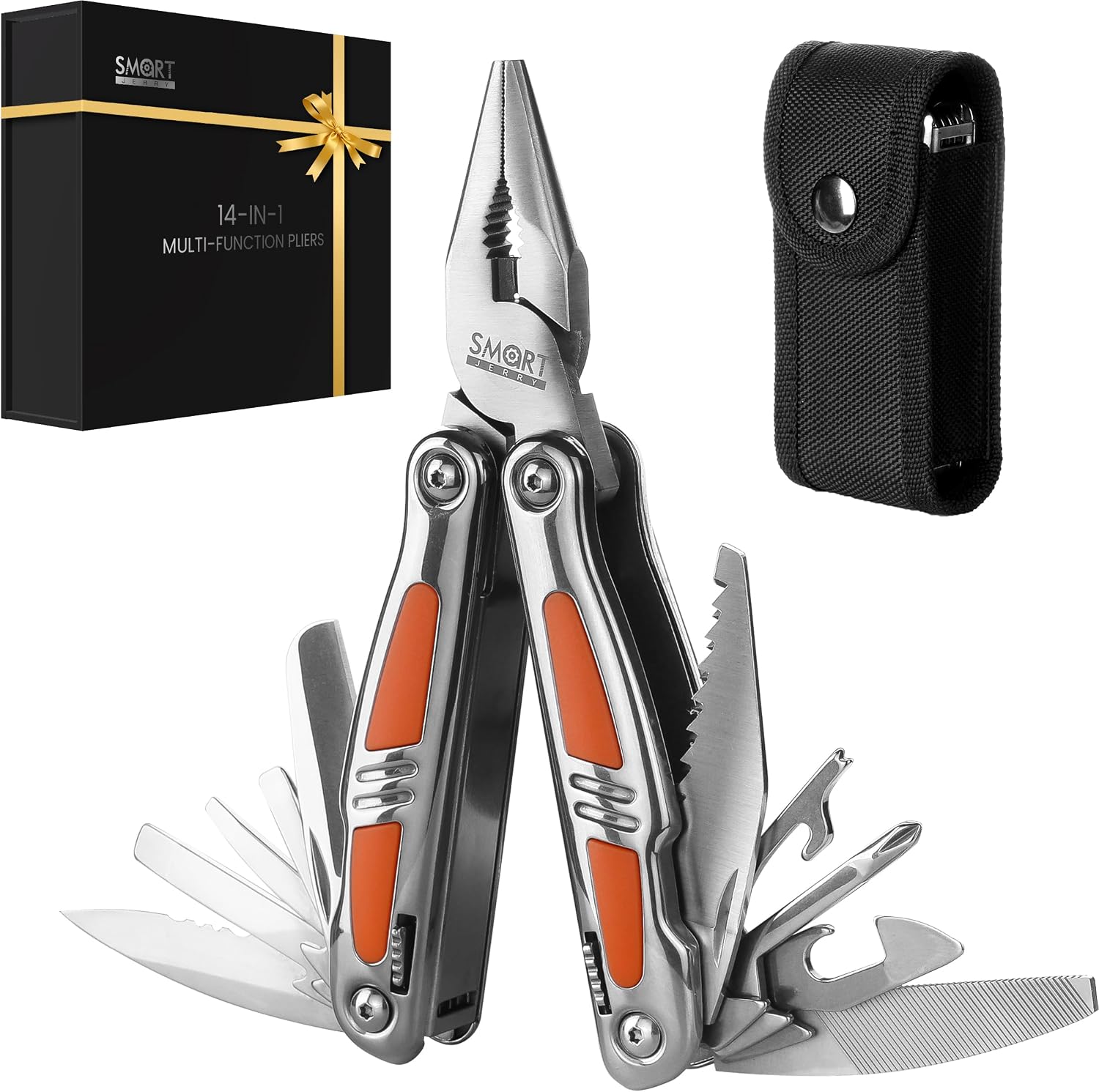 14-in-1 Multitool Pliers, Premium Gift Box Packaging, Ideal Gift for Dad | Small Pocket Knife Multitool, Mini Utility