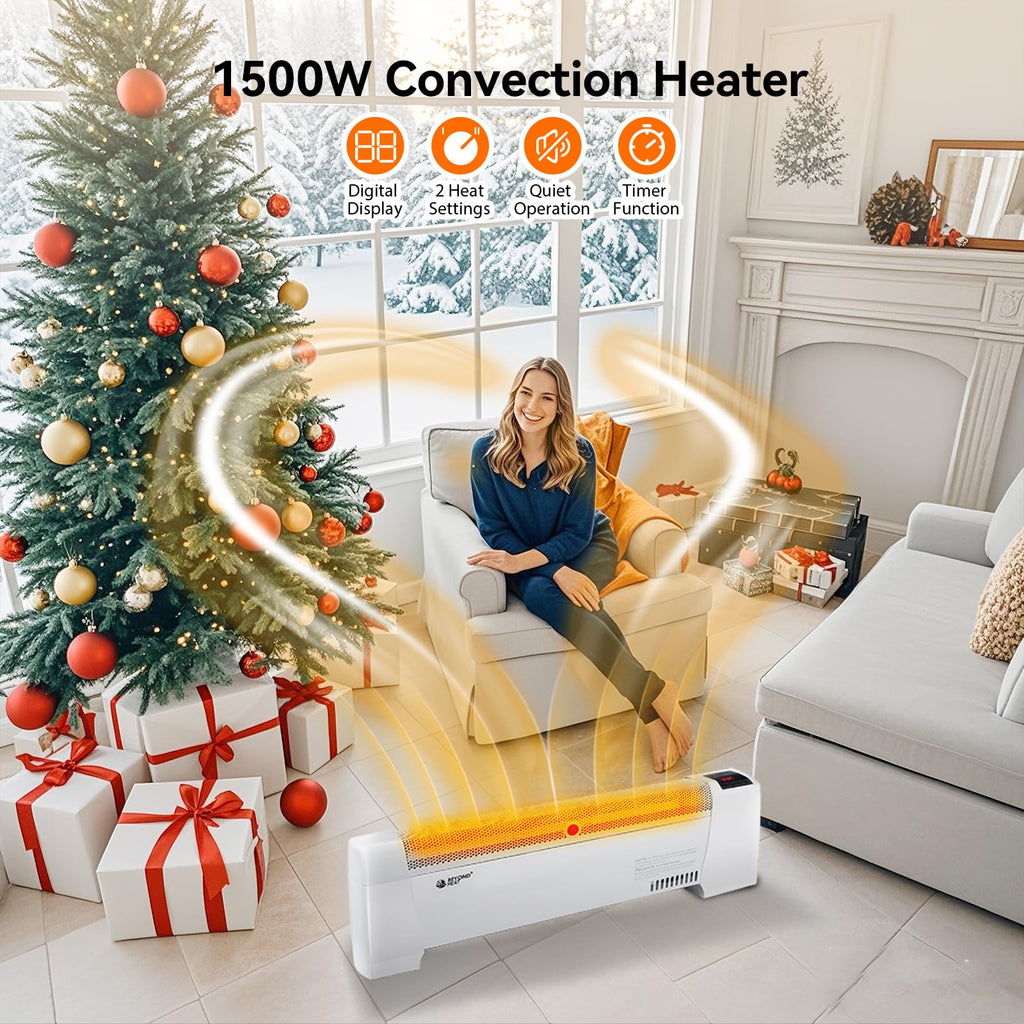 Electric Baseboard Space Heater 1500W with Digital Thermostat