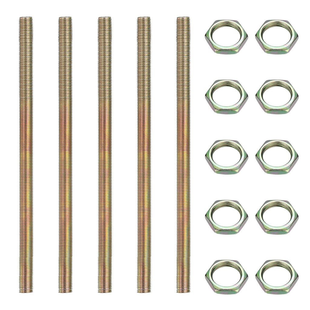 uxcell 5Pcs 1/4IP 15.7" Lamp Pipe Nipples with Lock Nut 1/4-18 Threaded