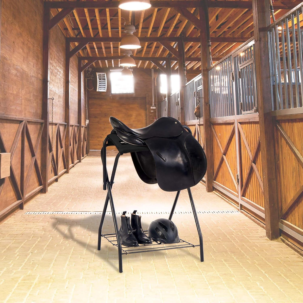 Freestanding Horse Saddle Rack, w/Supportive Fabric