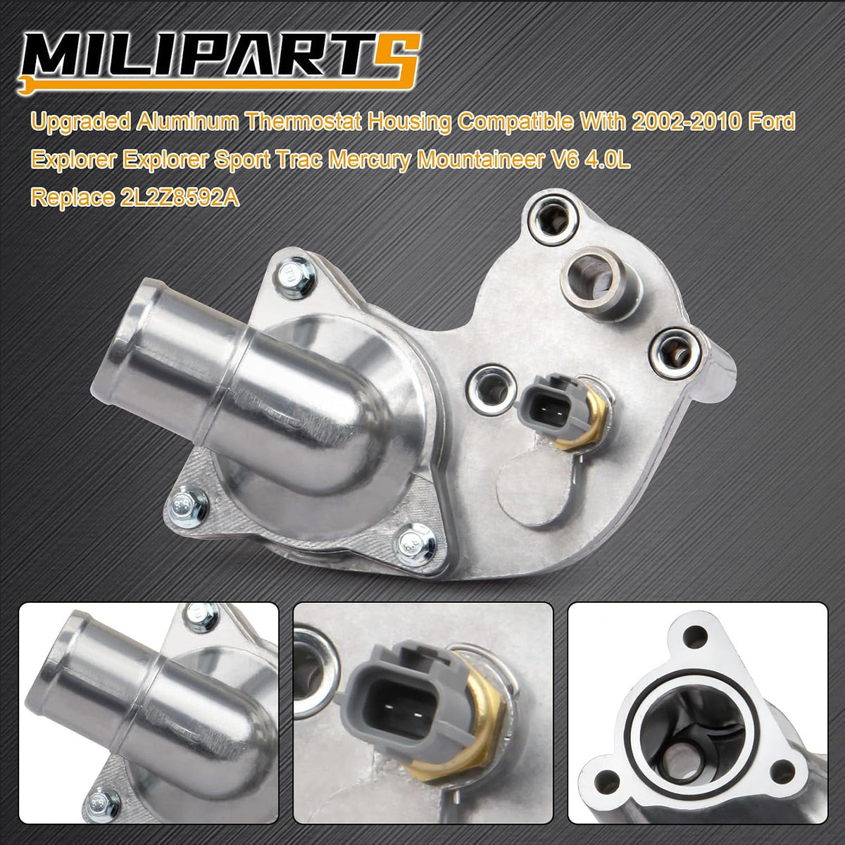 Upgraded Aluminum Thermostat Housing Compatible With 2002-2010 Ford Explorer Explorer Sport Trac Mercury Mountaineer V6 4.0L Replace 2L2Z8592A