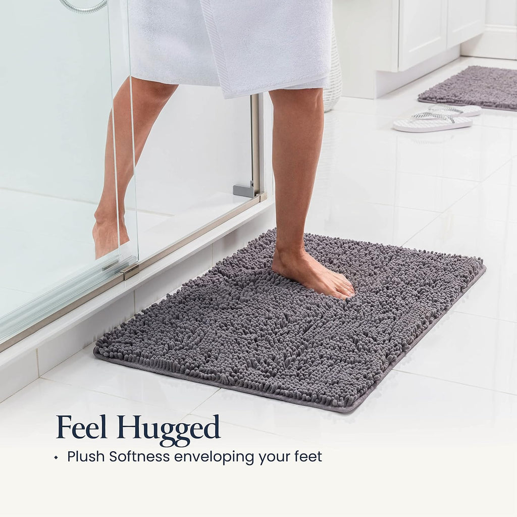 Bathroom Rugs Sets 2 Piece- Plush Bath Mat Set Quick-Dry Soft Chenille Mat with Rubber Backing, Absorbent Rug Set