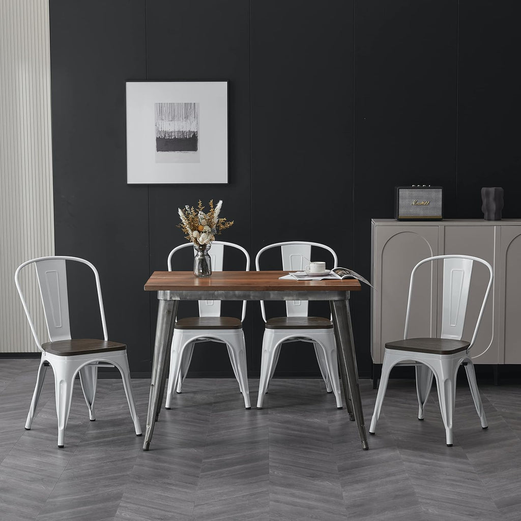 Metal Dining Chair Farmhouse Tolix Style for Kitchen Dining Room Café Restaurant Bistro Patio, 18 Inch, Stackable