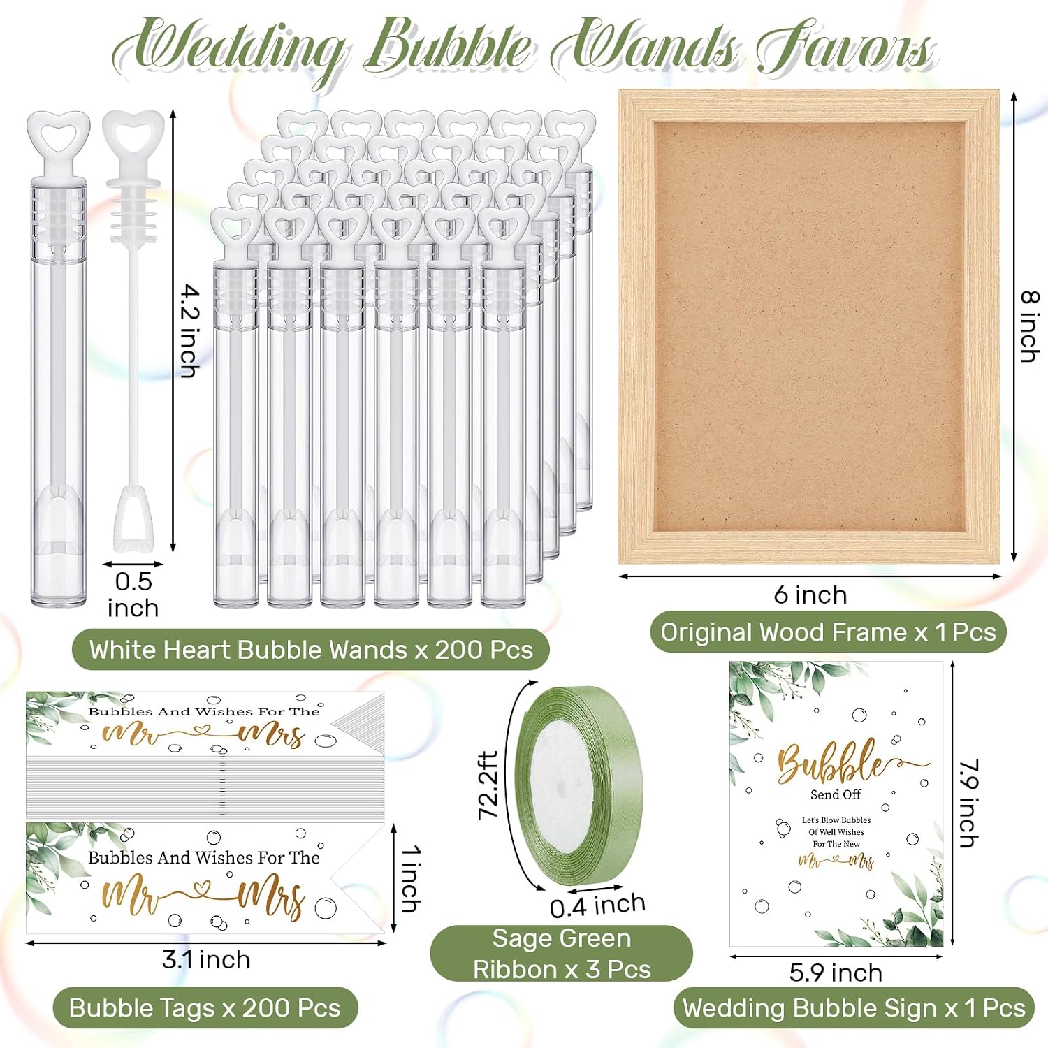405 Pcs Wedding Send Off Bubble Ideas Set,Sage Green