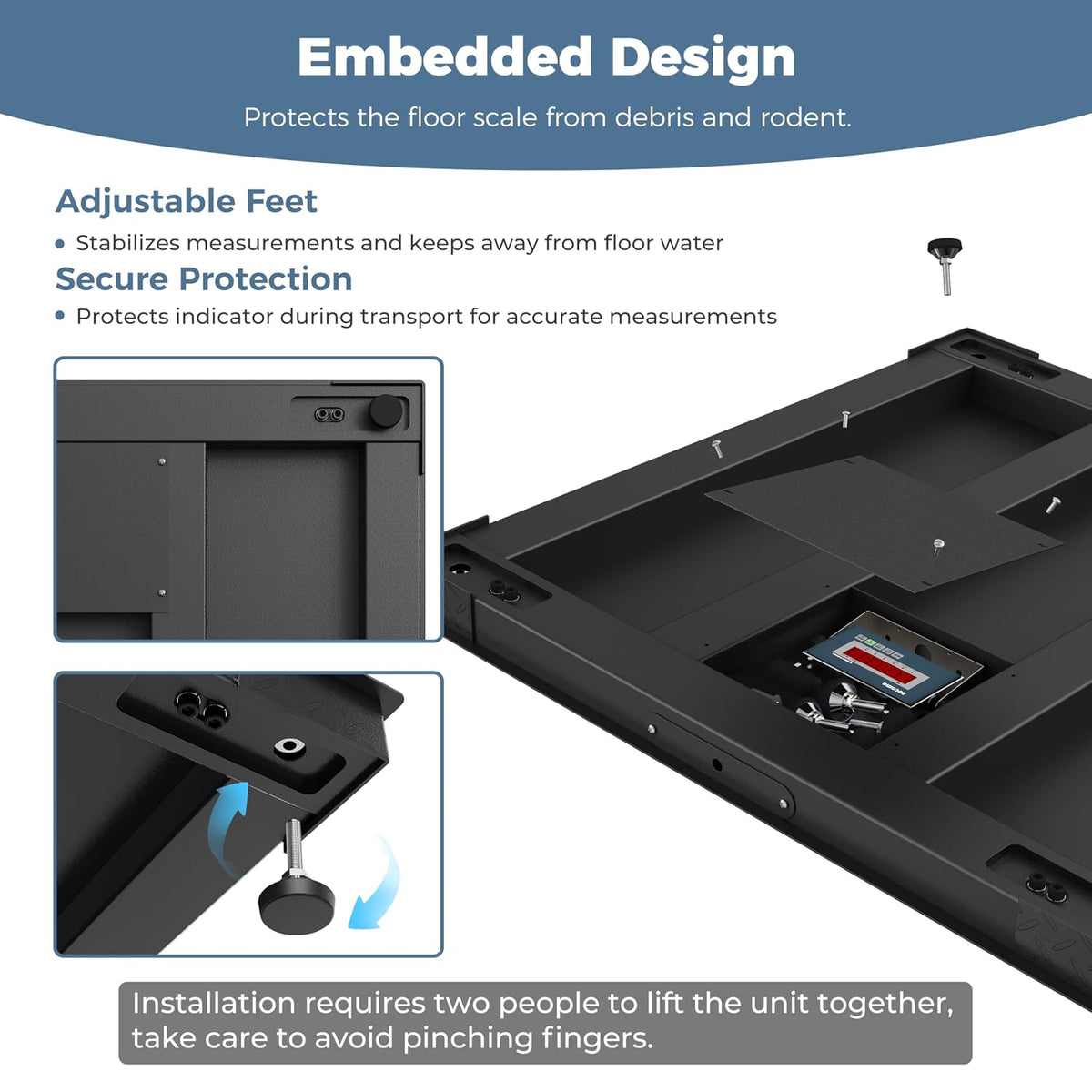 48"x48" Heavy-Duty Industrial Floor Scale, 10000lb x 1lb, Black