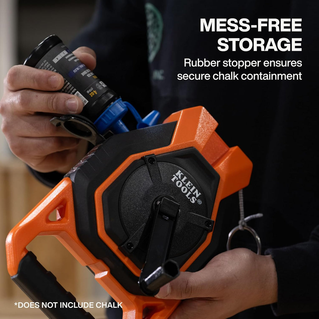 CHLK150 Heavy-Duty Chalk Reel, 150-Foot, 4:1 Gear Ratio, Chalk Line and Rubber Stopper Top with a Nested Ring Design
