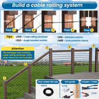 20Pack Black Cable Railing Hardware 6" Threaded Stud Tensioner CR39