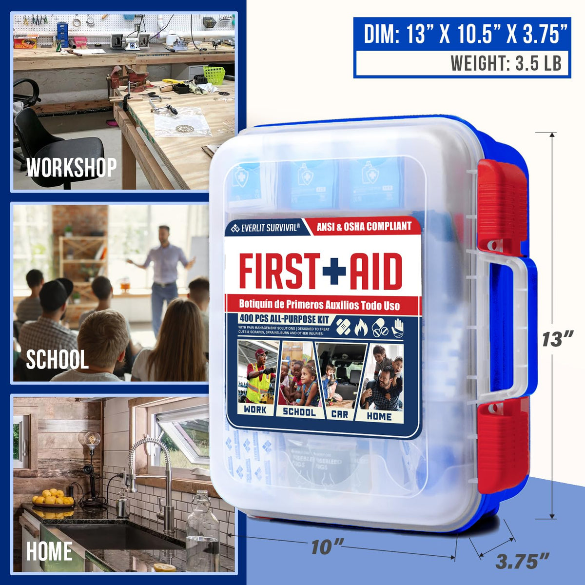 400 Pcs OSHA Compliant First Aid Kit