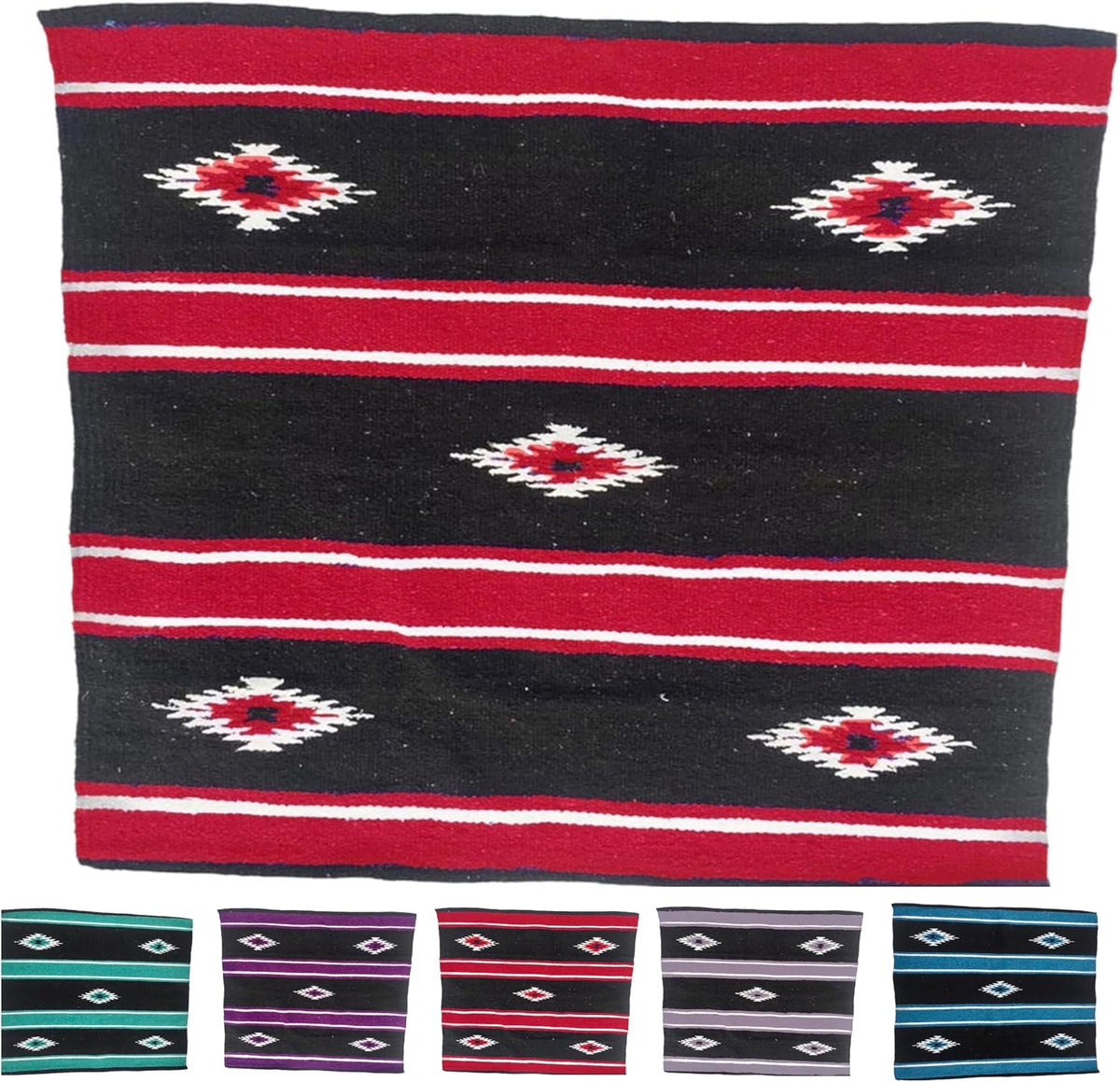 36"x34" Navajo Design Acrylic Saddle Blanket for Horses - 2.4 lbs (Red and Black)