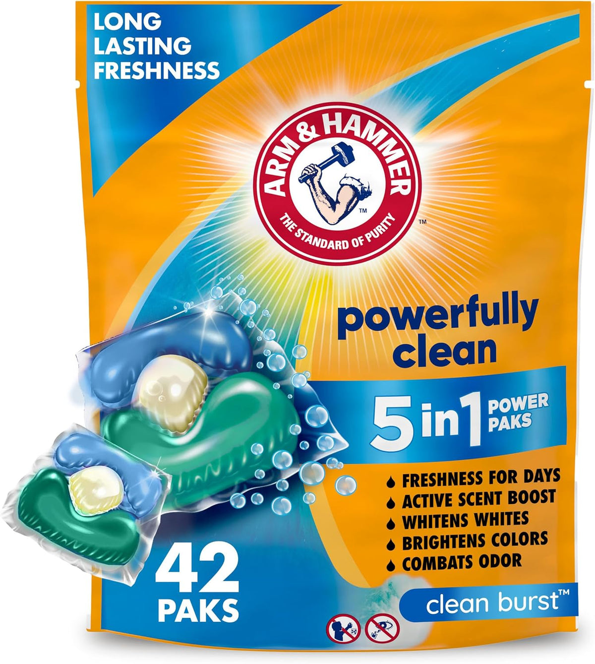 Clean Burst 5-in-1 Laundry Detergent Power Paks, 42 Count