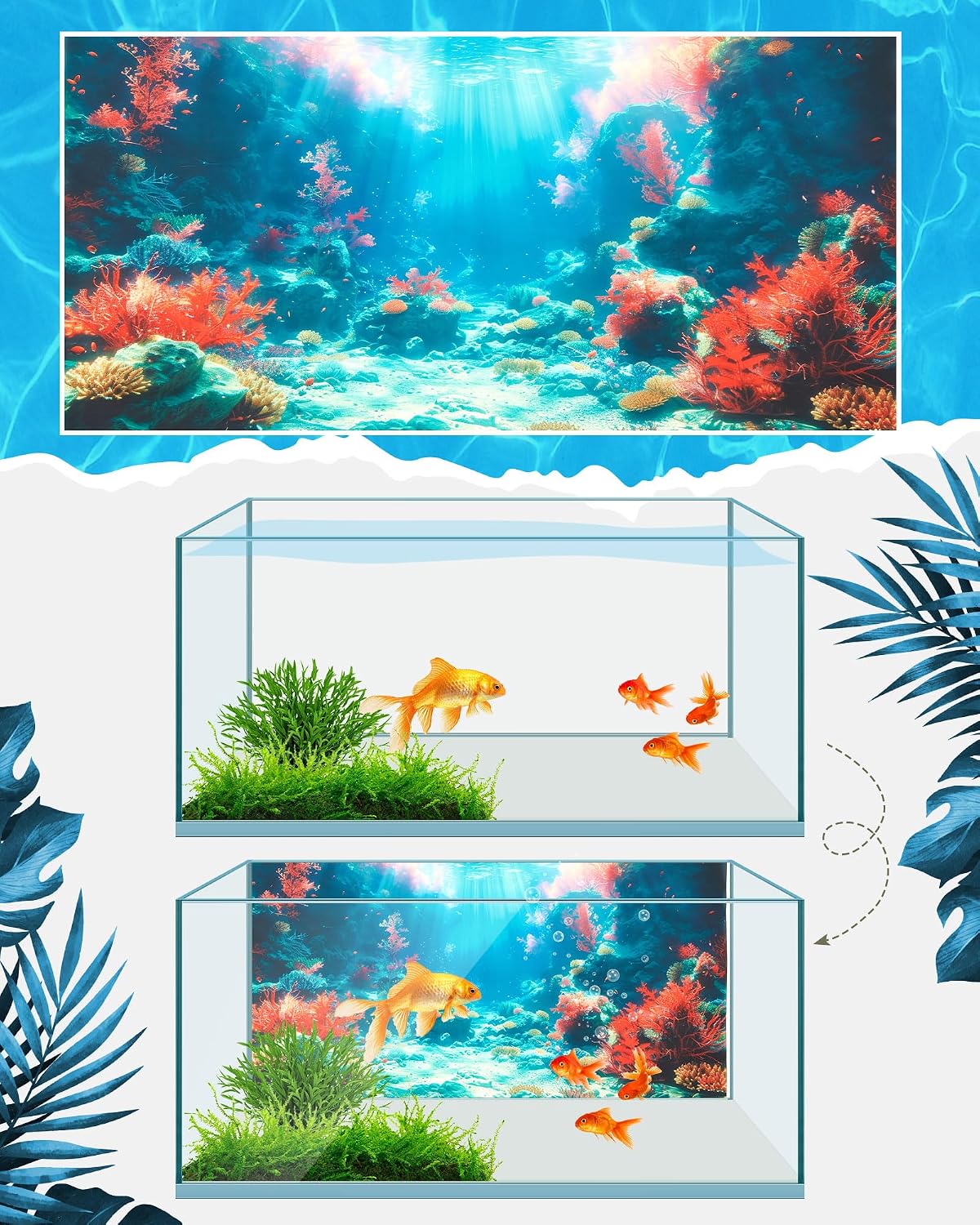 4 Pack Aquarium Background, 30 x 18 Inch