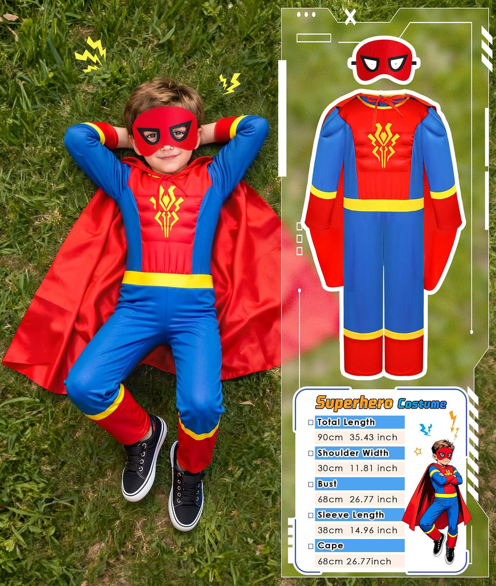 Boys Muscle Dress up Trunk: Superhero Construction Worker Military Costume | Kids Pretend Role Play Costumes Set