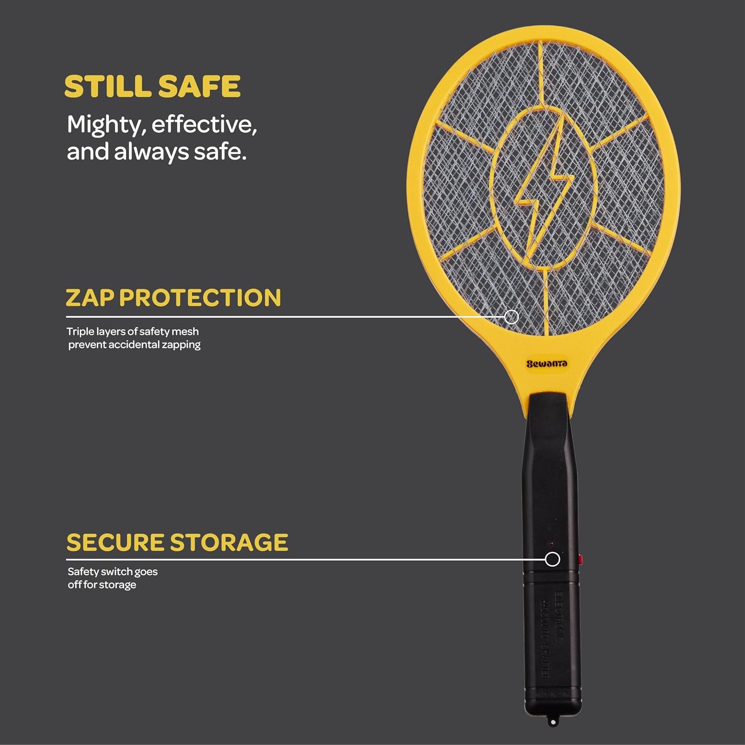 Electric Fly Swatter [Set of 2] Handheld Bug Zapper Racket for Indoor/Outdoor - Powerfull 1500 Volt Instant Flies/Bug