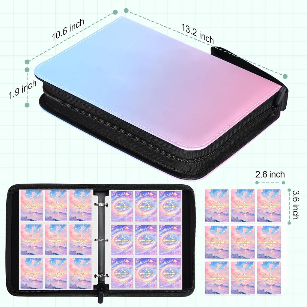 9 Pocket Trading Card Binder, 900 Card Capacity, Pink