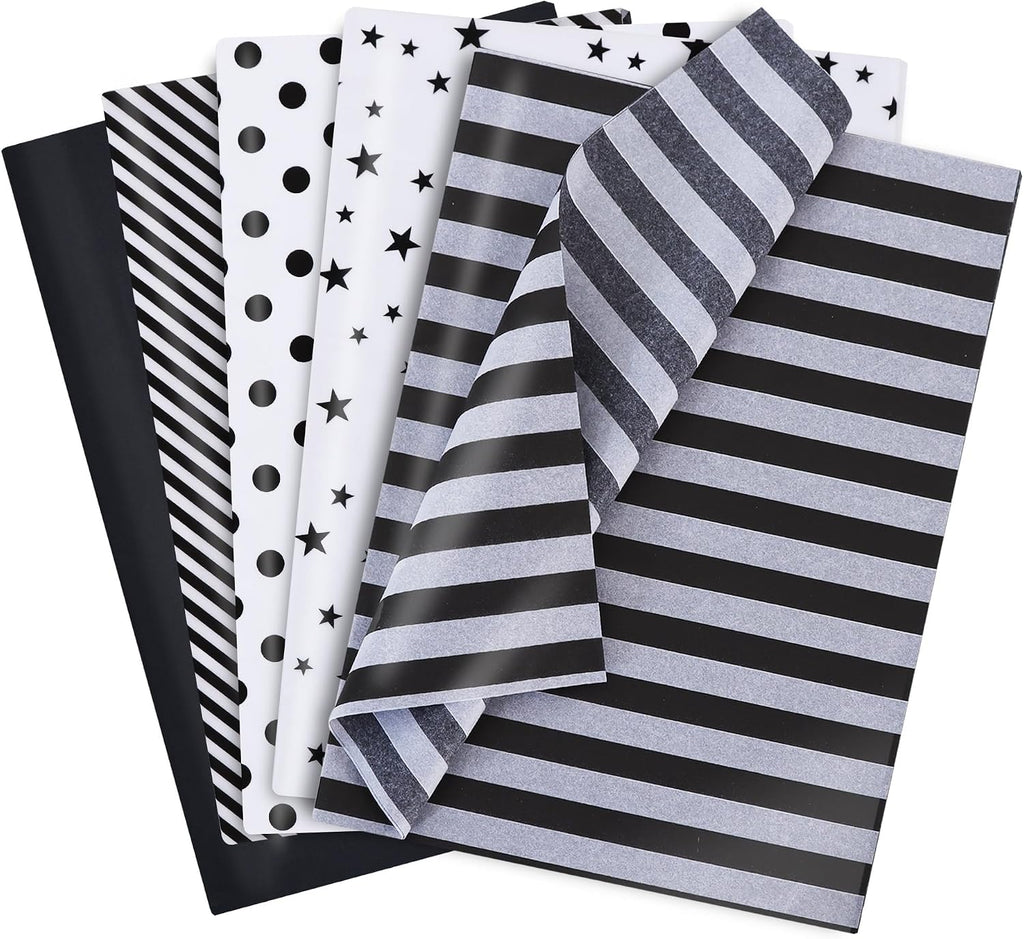 100 Sheets Black White Tissue Paper Bulk for Gift Wrapping Bags