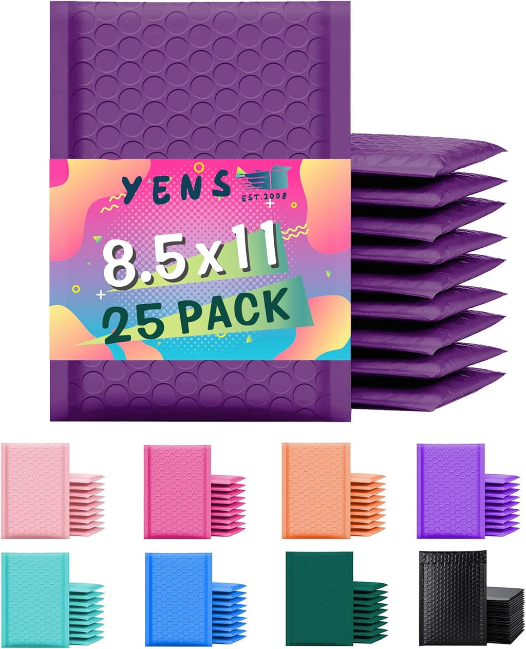 Purple Poly Bubble Mailers 8.5x12 25 Pack Usable 8.5x11