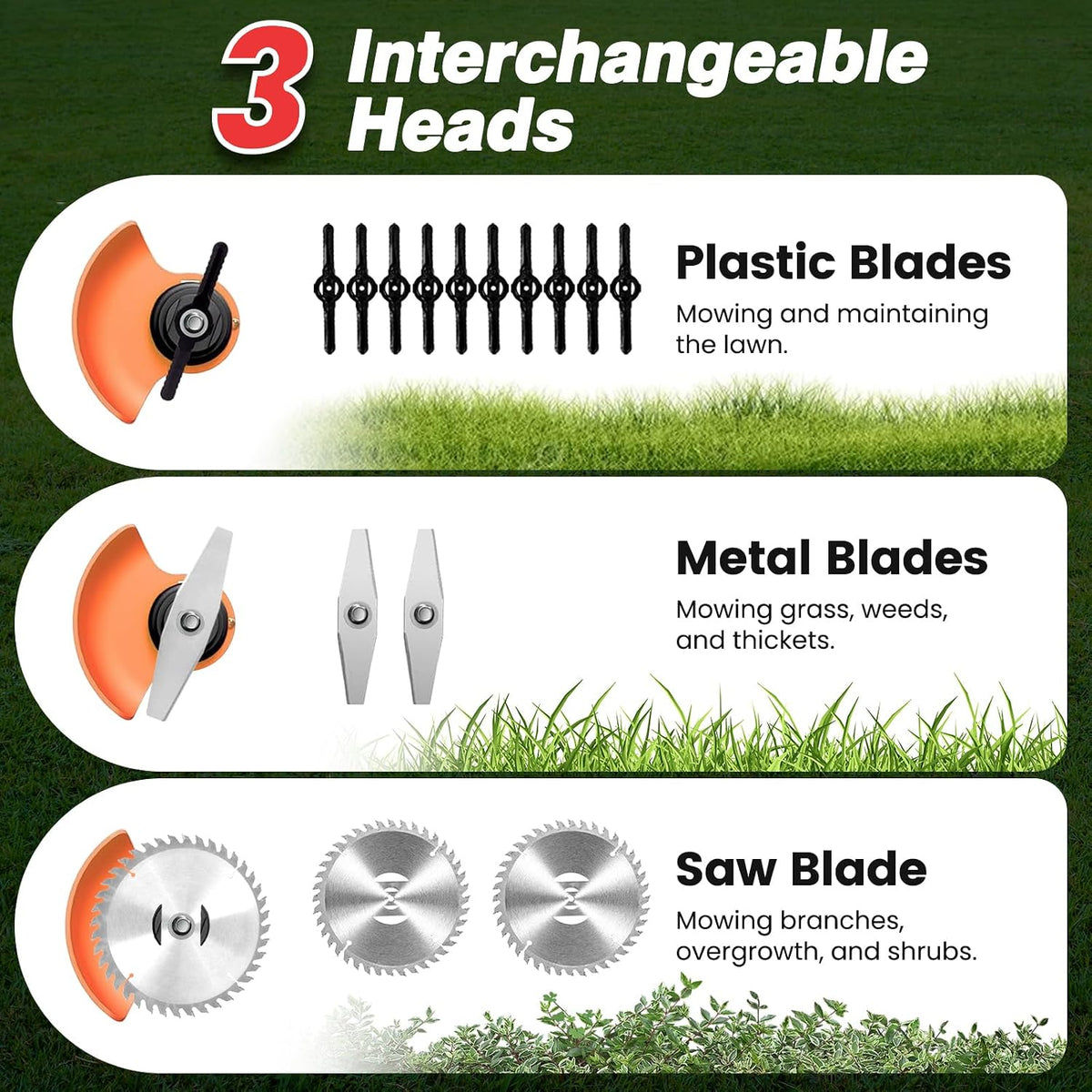 Cordless Weed Wacker 24V, 2 x 4.0Ah Battery Powered Weed Eater with Wheel | 3 in 1 Stringless Weed Trimmer