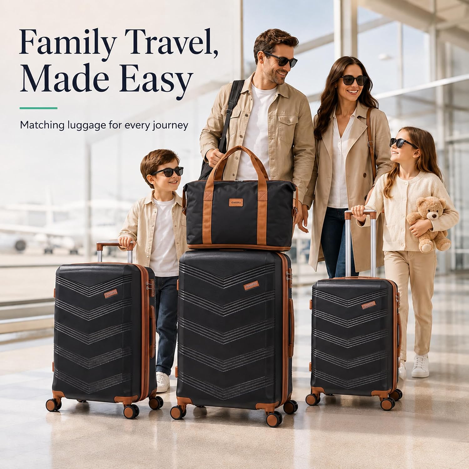 Expandable Hardshell Luggage Set 5 Piece, 22x14x9 Airline Approved Carry On, 20/24/28" Suitcase Set with TSA Lock