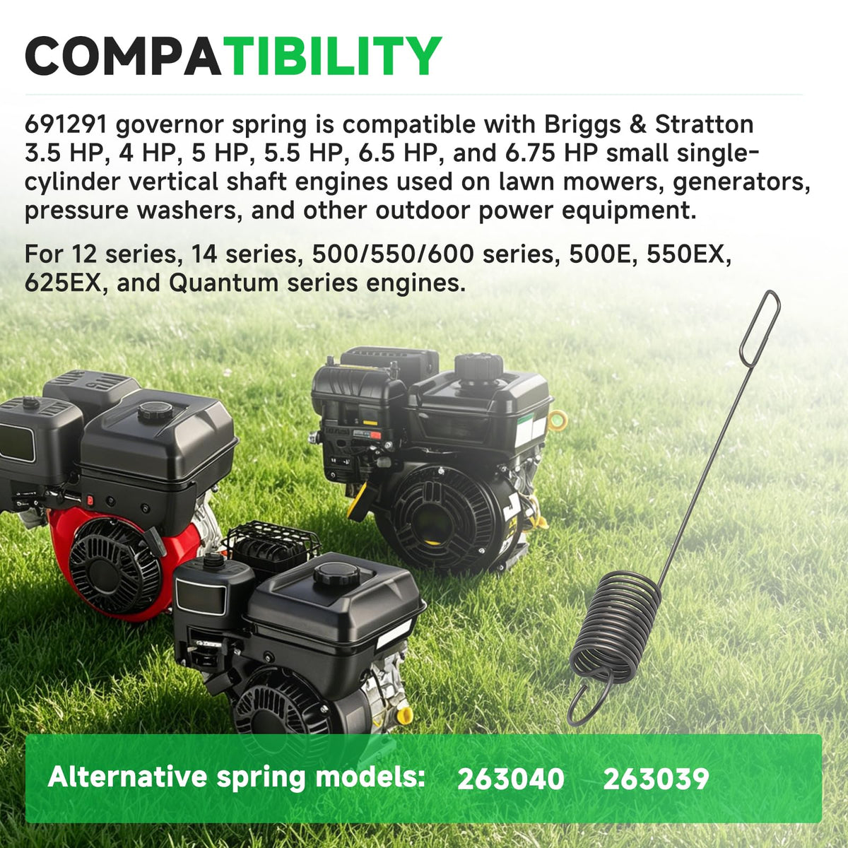 691291 Governor Spring Compatible with Briggs&Stratton 3.5–6.75HP Engine