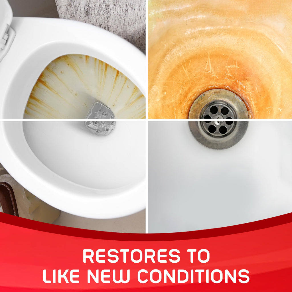Powder Rust Stain Remover, Remove and Prevent Rust Stains in Bathrooms, Kitchens, Appliances, Laundry, and Outdoors