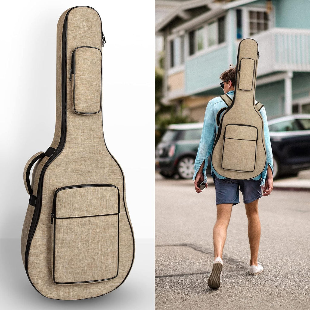 39 40 41 Inch Acoustic Guitar Bag with 0.5 Inch Thick Waterproof Padding Adjustable Shoulder Strap Guitar Case Gig