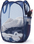 Collapsible Mesh Laundry Basket with Side Pocket & Sturdy Handles | 60L, breathable and quick-drying, pops up