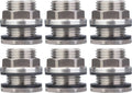 SSBF020 Stainless Steel 304 Bulkhead Tank Fitting (Double Female 1/2” NPT and Male 3/4" NH Garden Hose Threaded, w/Step gasket) (6)
