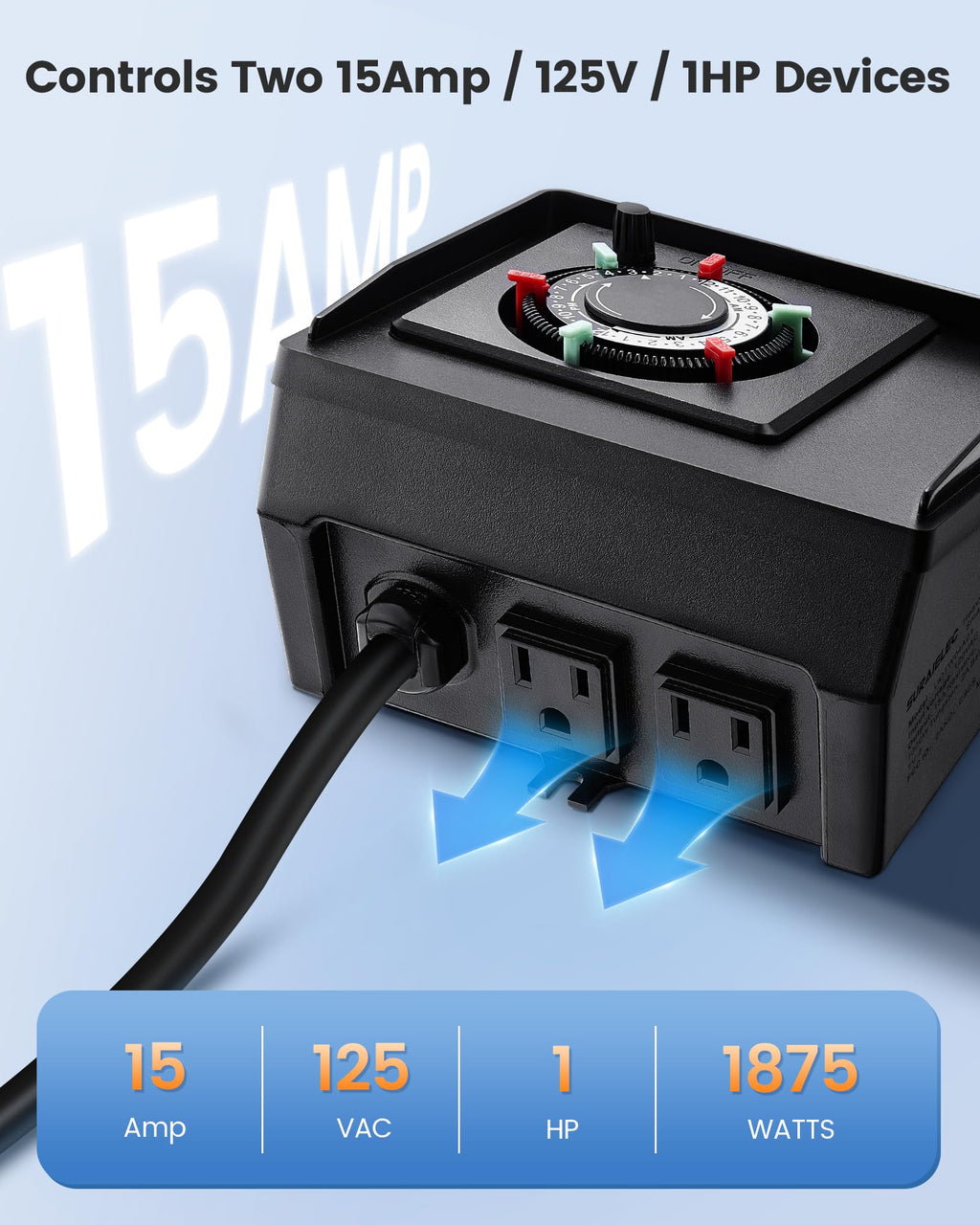 24-Hour Mechanical Pool Timer for Above Ground Pool, NEMA 5-15R
