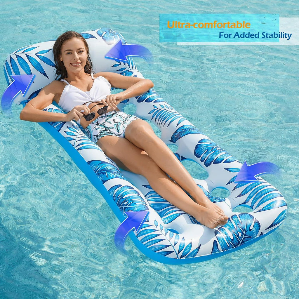 Inflatable Pool Float Lounge - Floaties Rafts for Adults Floating Lounger Sun Tanning Floats Cool Water Floaty