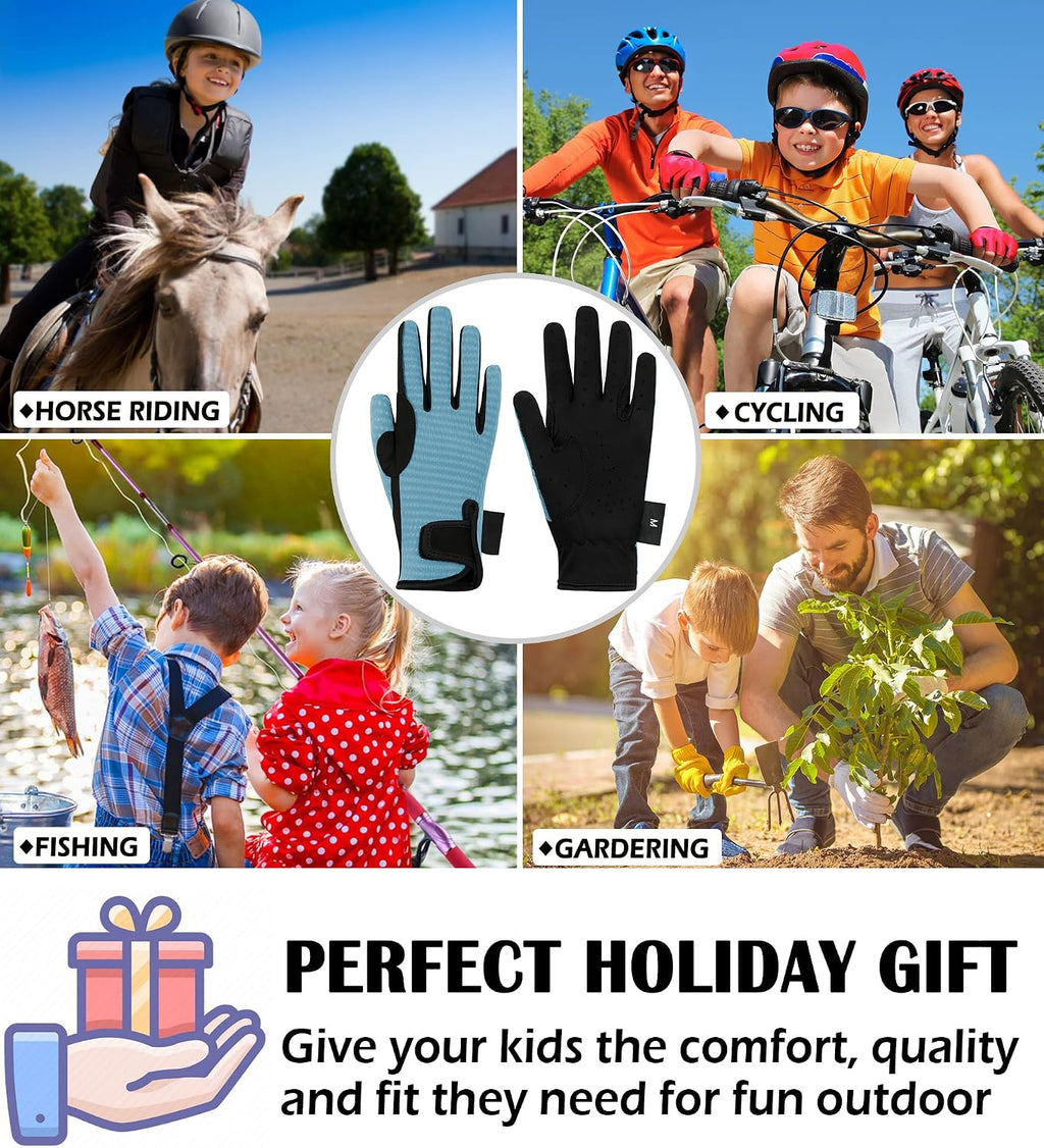 Kids Horse Riding Gloves Children Mesh Equestrian Horseback Gloves