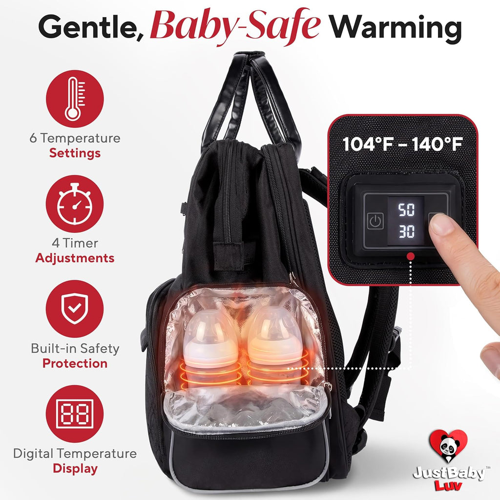 Award-Winning Baby Diaper Bag Backpack with Changing Station –Large Multifunction Waterproof Diaper Bag, Warm Bottle