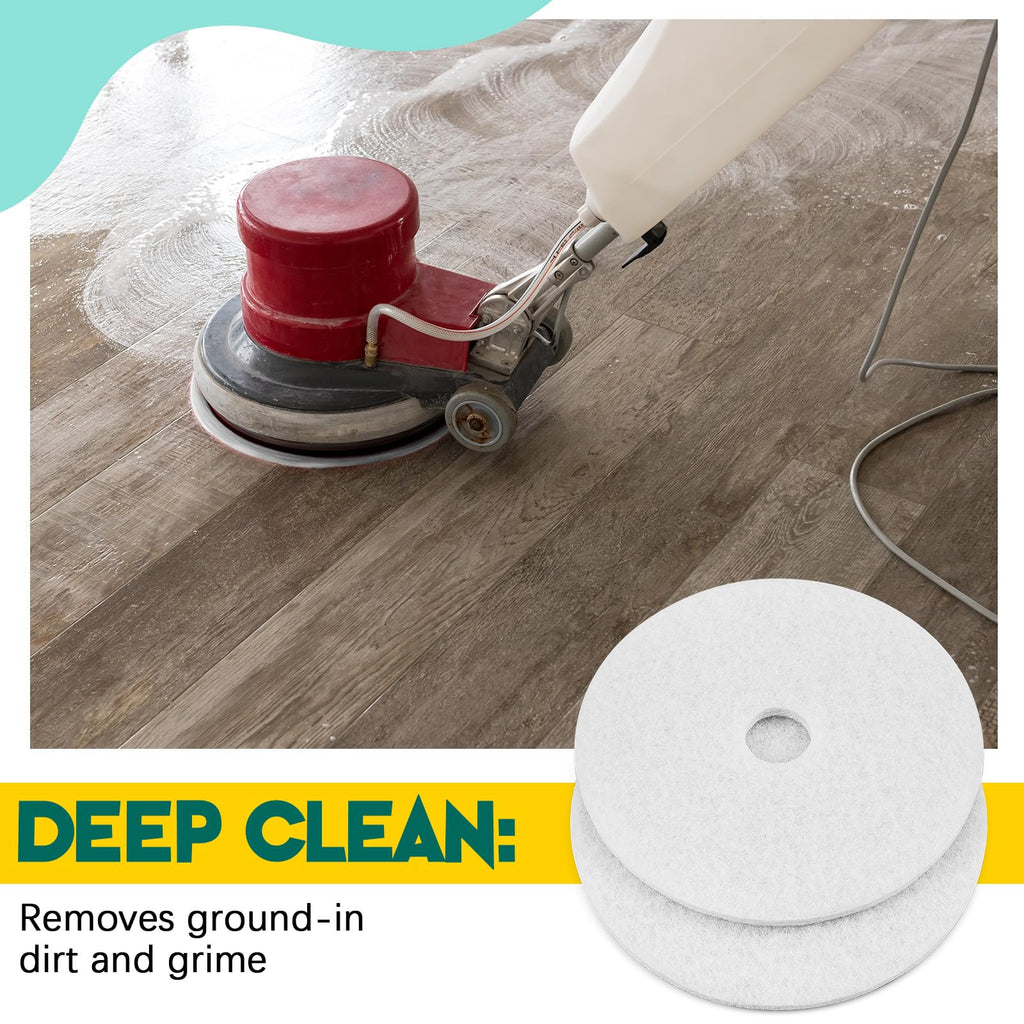 2 Pcs 12" White Floor Buffer Pads for Machine