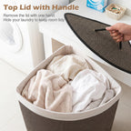 15 Gal Corner Laundry Hamper w/Lid, Removable Liner, Handle Taupe