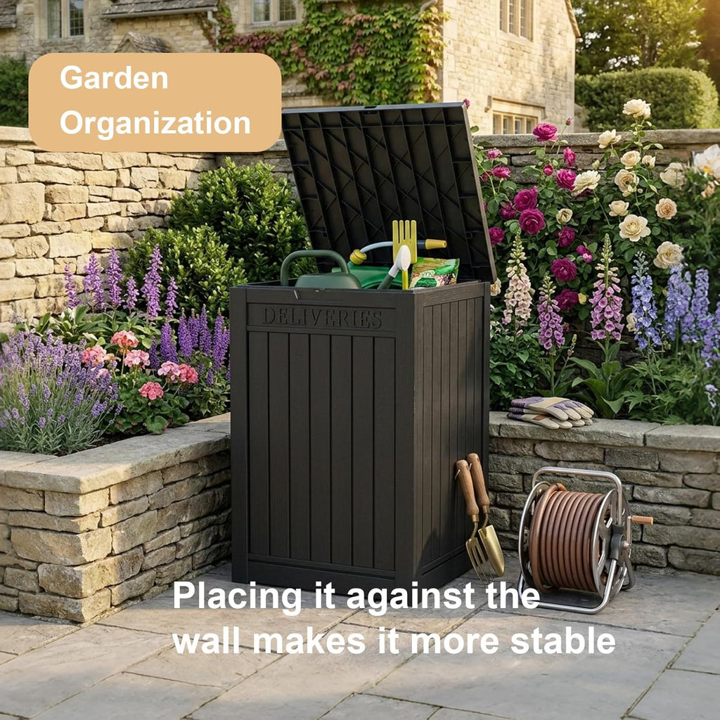 Package Delivery Box, Waterproof Outdoor Container Lockable, Black | 55 Gallon with Lockable Secure,Outdoor Package