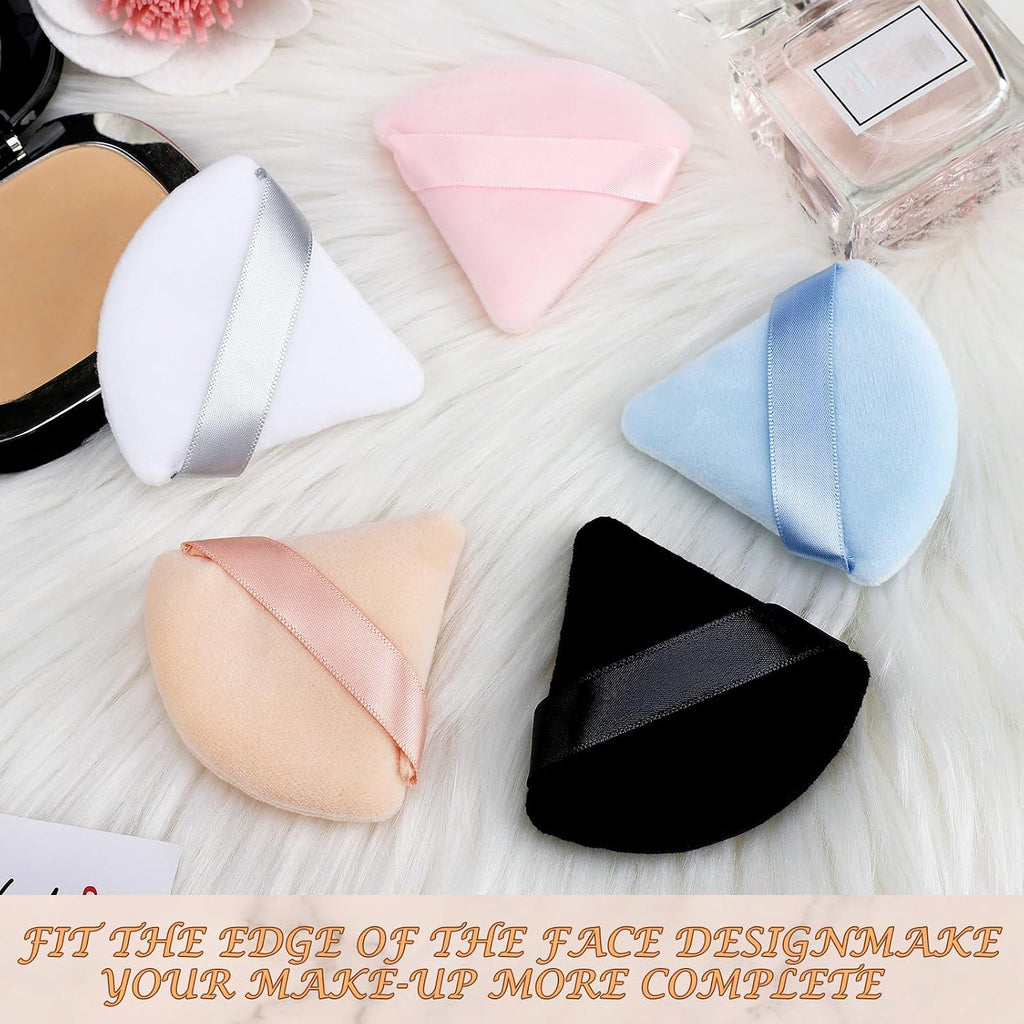 48 Pcs Triangle Powder Puff Velour Makeup Sponges,Bright Color