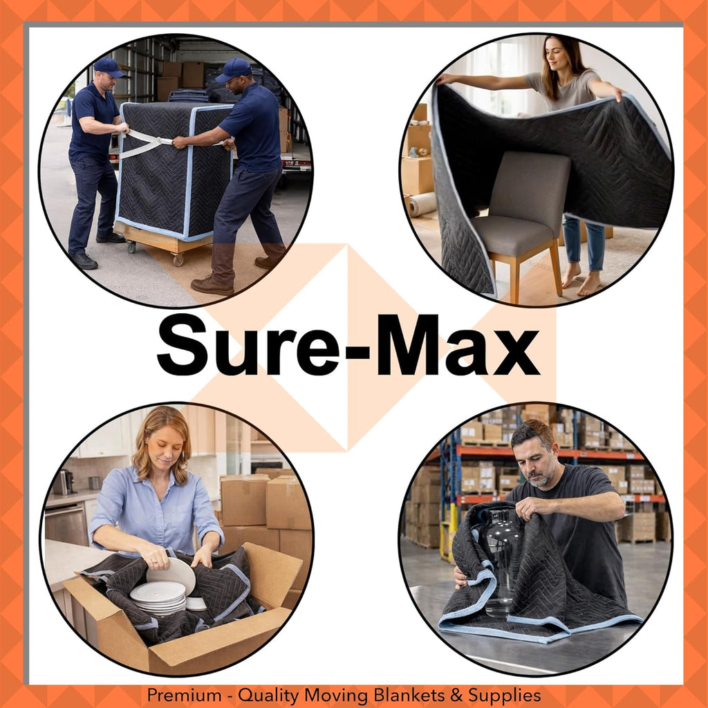 12 Moving & Packing Blankets - Heavy Duty Pro - 80" x 72" (90 lb/dz weight) - Professional Quilted Shipping Furniture