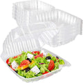 Plastic 8 x 8 Inch Clamshell Takeout Tray (25 Count) – Disposable Hinged Containers for Dessert, Salads, Pasta