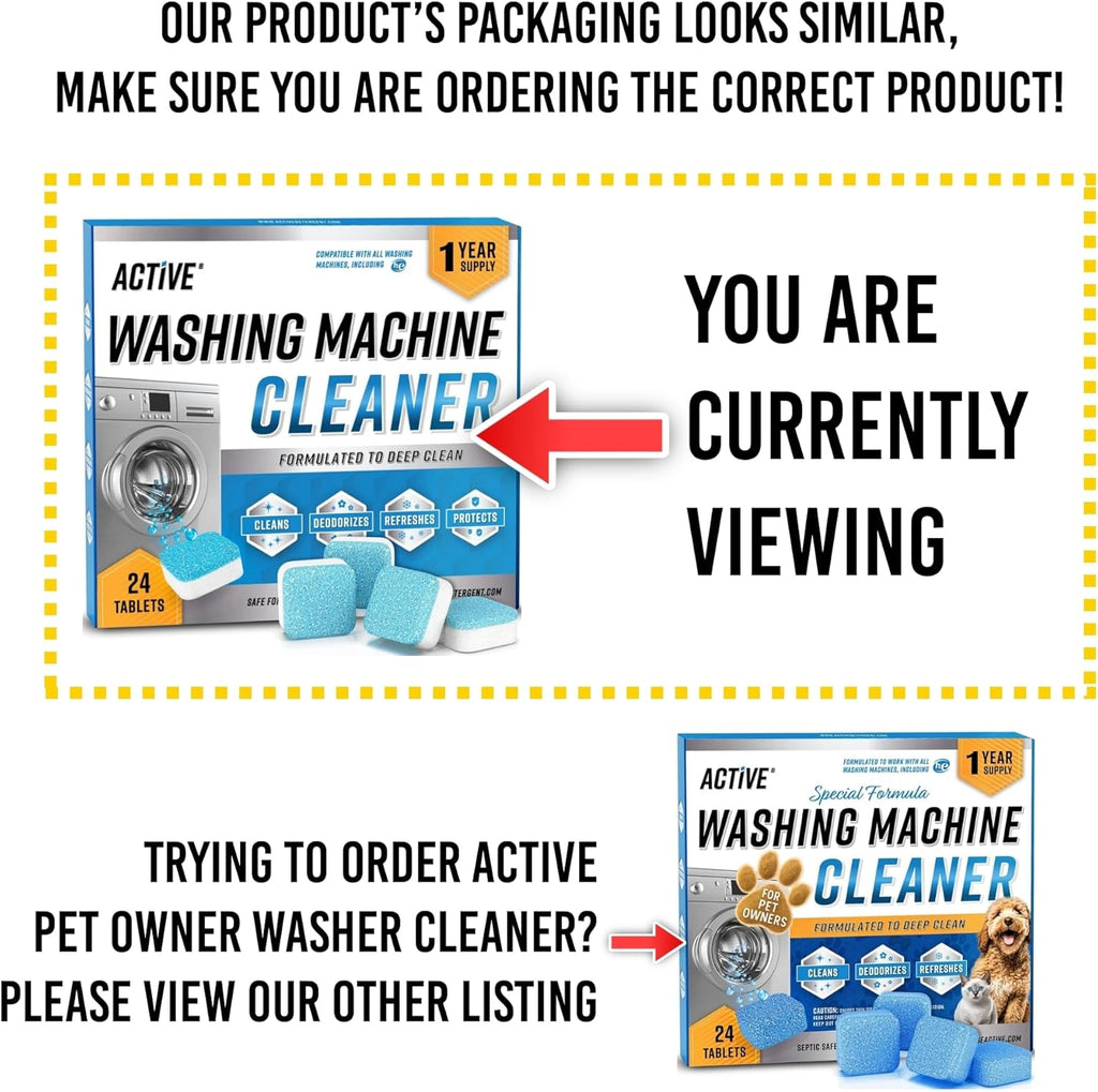 Washing Machine Cleaner Descaler 24 Pack - Deep Cleaning Tablets For HE Front Loader & Top Load Washer, Septic Safe