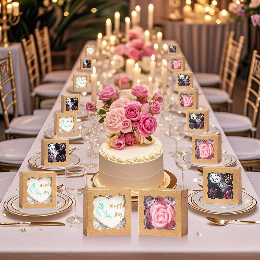 3x3x1.5 Inches 50PCS Small Kraft Gift Boxes with Window