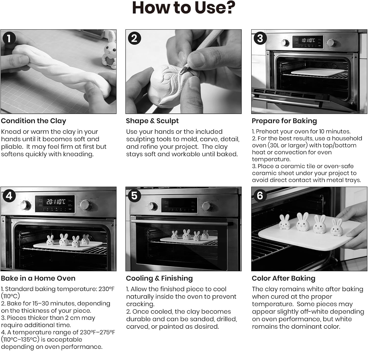 Oven Bake Polymer Clay 5.5lb with Tools Kit, White Sculpting Material for Modeling & Crafts, Soft Until Baked