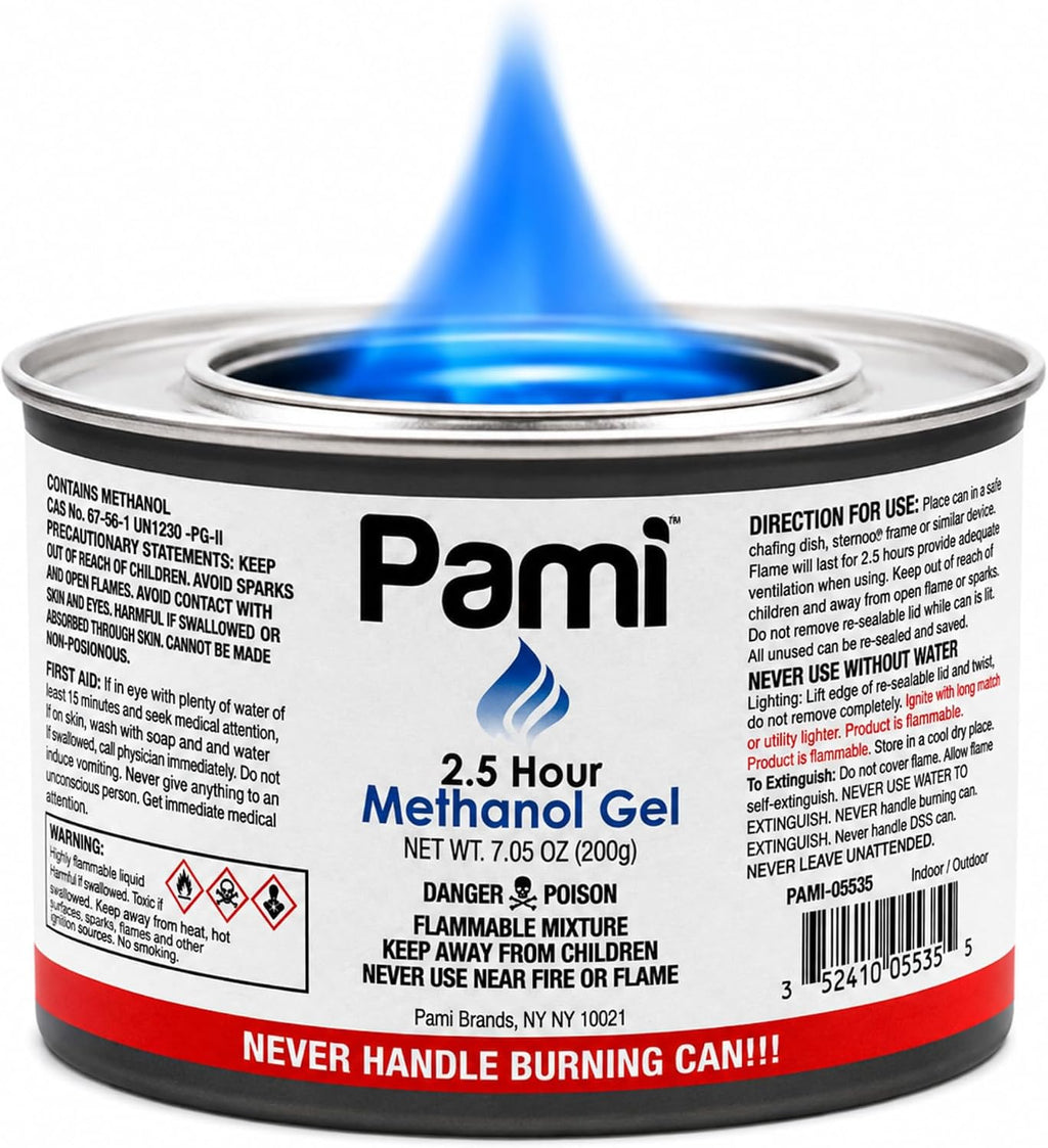 Pami Chafing Fuel Cans - Chafing Dish Fuel Cans with 2.5-Hour Burn Time, Methanol Fuel Gel Cans for Food Warmer