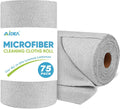 Microfiber Cleaning Cloth Roll, Grey 75PK, Reusable Paper Towels Tear Away Cloth, Microfiber Towels for Cars, Wash